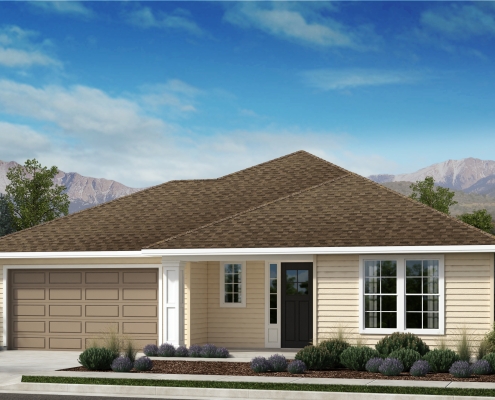 Beige Appaloosa Series 1 Plan exterior traditional style home.